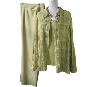 SELENE SPORT 90's Three Piece Dressy Pant Set Pockets Long Sleeve Green Size 24